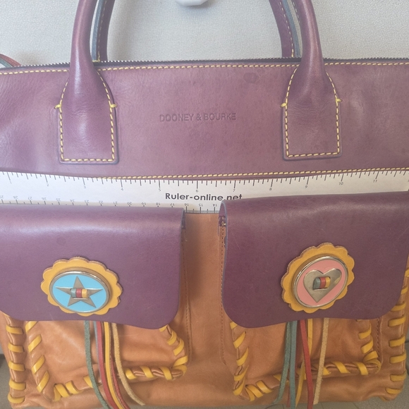 RARE HTF Dooney & Bourke Bolero Handbag Star/Heart Multicolor Leather Purse Bag - Picture 6 of 14